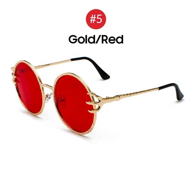 Retro Skull Claw Round Sunglasses