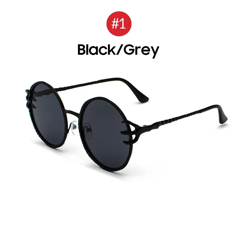 Retro Skull Claw Round Sunglasses