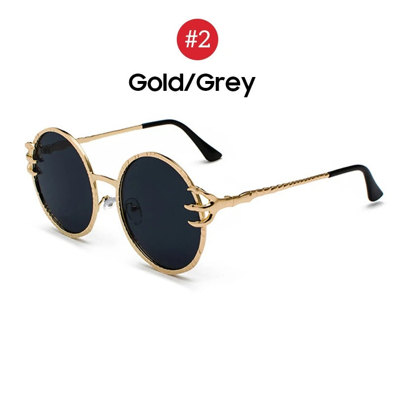 Retro Skull Claw Round Sunglasses