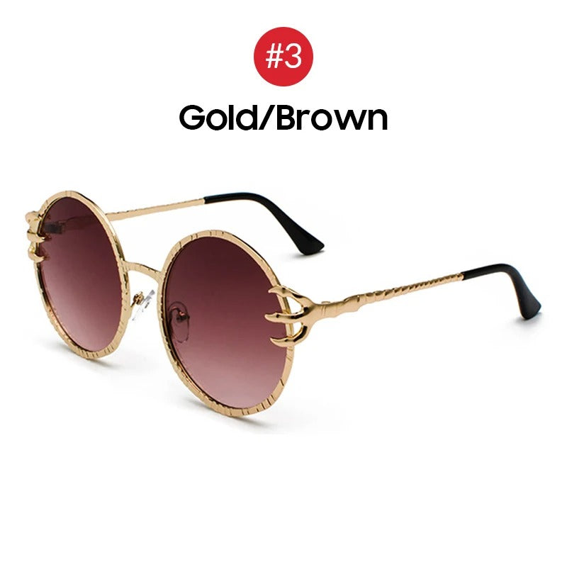 Retro Skull Claw Round Sunglasses